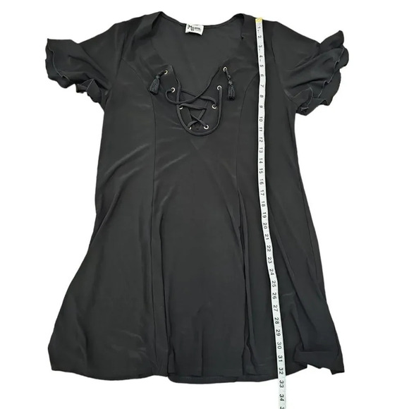 NWOT SHOW ME YOUR MUMU Matilda Mini Dress Black Lace Up Size Medium - Picture 9 of 11